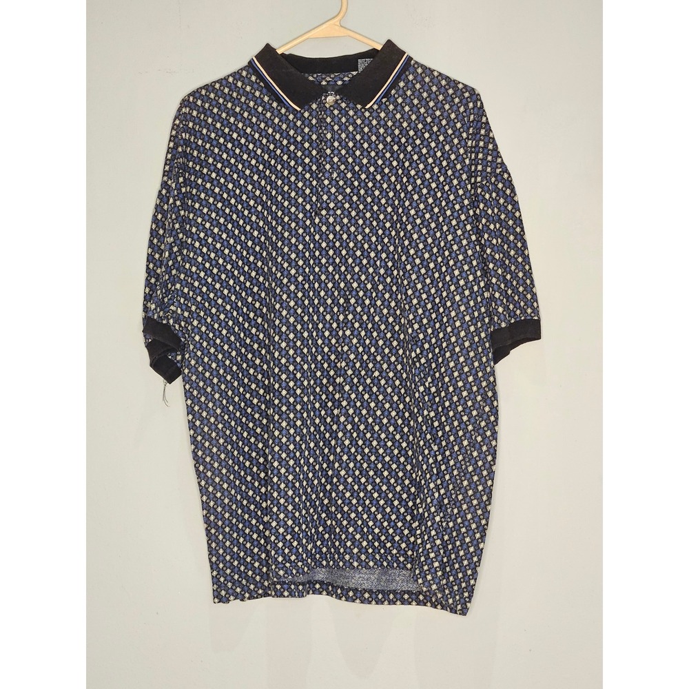 Pierre Cardin Polo Shirt Lg Menswear Patterned Collared Golf Casual Y2K Pullon